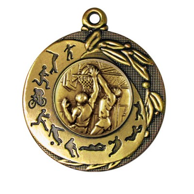 Stock Sport Silhouettes 2" Medal - Basketball Male