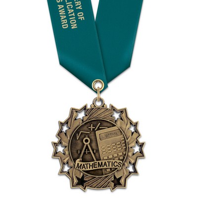 Math TS Medal w/Satin Neck Ribbon (2¼")