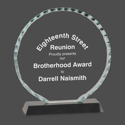 Round Facet Glass Award on Black Base (7½")