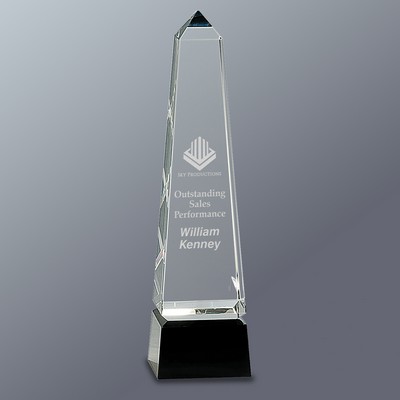 Crystal Obelisk Award Series w/Black Crystal Base, Medium (2-1/2"x10"H)