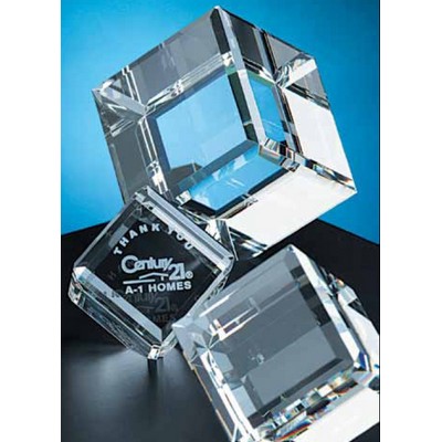 Crystal Standing Beveled Cube Award (2" x 2")