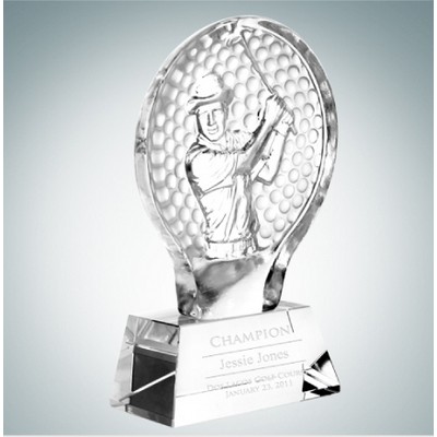 7 1/4" Male Golfer Champion Optical Crystal Molten Glass Award