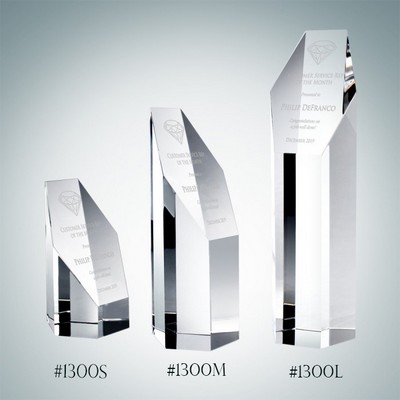 Optical Crystal Hexagon Tower Award - Medium (Sandblasted)