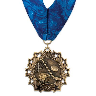 Hockey TS Medal w/Stock Millennium Neck Ribbon (2¼")
