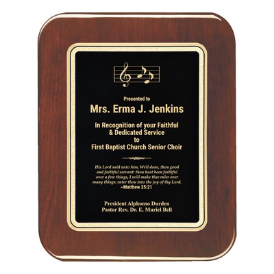 Black Plate Rosewood Piano-Finish Plaque w/Elliptical Edge (9"x12")