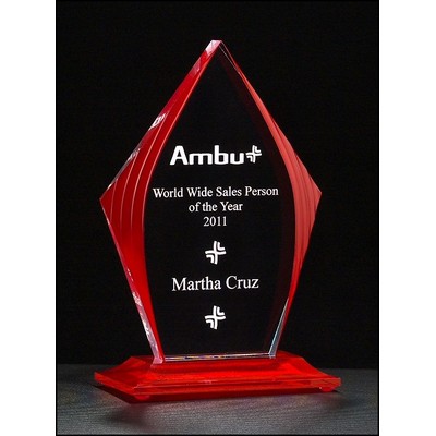 Flame Series Acrylic Award w/Red Accented Upright & Base (5.875"x 8.75")