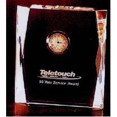 Crystal Series Crystal Faceted Rectangle Award w/Clock