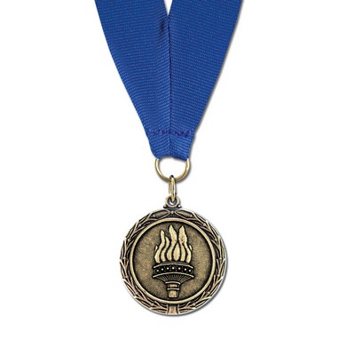 Torch Cast MX Medal w/Grosgrain Neck Ribbon (1½")