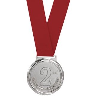Olympic Style Silver "2nd Place" Medal - 3-1/4" Dia