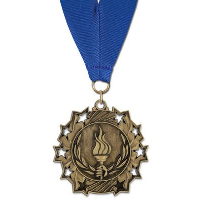 Torch TS Medal w/Grosgrain Neck Ribbon (2¼")