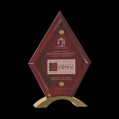 Diamond Rosewood Piano Finish Floating Jade Glass Standup Award (8½")
