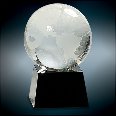 Crystal Globe on Black Base, 5 1/2"H