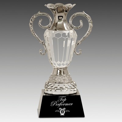 Crystal Cup w/ Metal Handles on Base