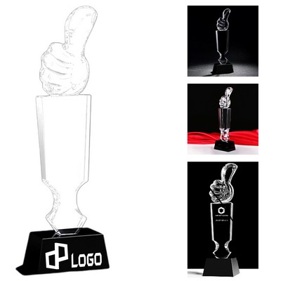 Thumbs-Up Crystal Trophy