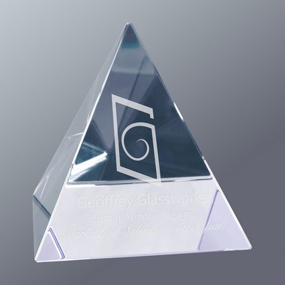 Optical Crystal Clear Pyramid, Medium (3-1/8" x 3-1/8"H)