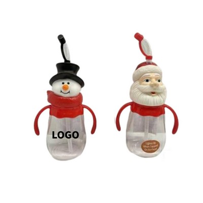 Christmas Plastic Cups With Straws