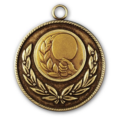 Stock Classic Wreath With Rope Edge 2" Medal- Table Tennis
