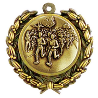 Stock Marathon Medal w/ Wreath Edge (1 1/4")