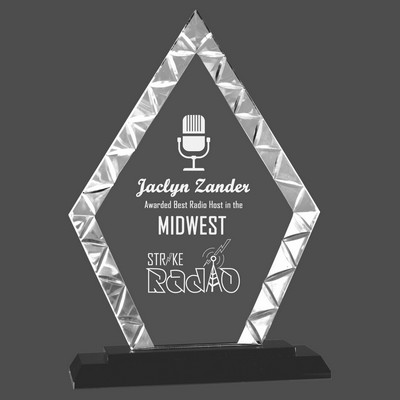 Diamond Accent Glass Award on Black Base (9")