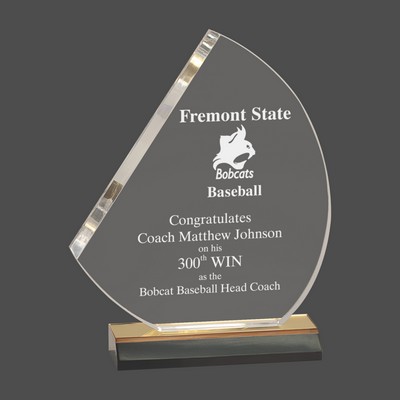 Gold Reflection Sail Acrylic Award w/6¼" Gold Mirror Base