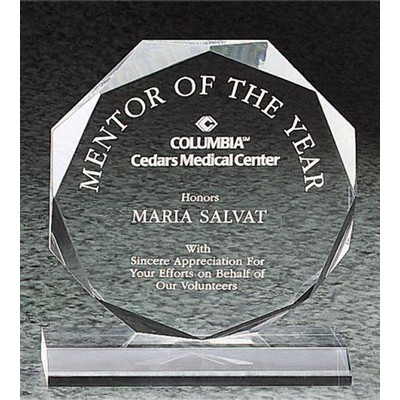Beveled Octagon Award With Base, Clear, Medium (7" x 7-3/4")