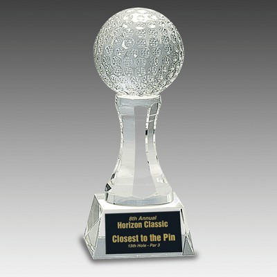 Crystal Golf Ball on Pedestal Base