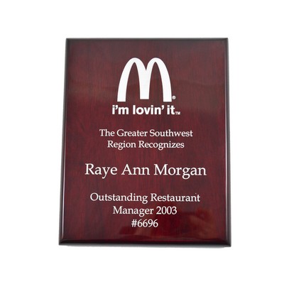 Rosewood High Gloss Color-Fill Plaque - Square Corners (8"x10")