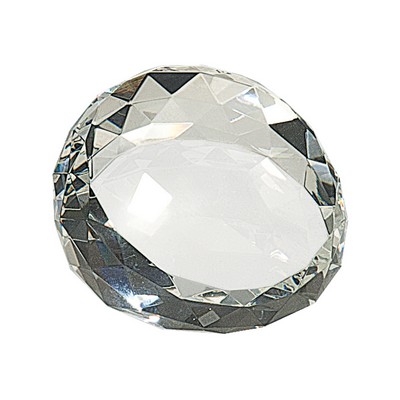 Crystal Diamond Cut Round Paperweigh, 2 1/2" Dia
