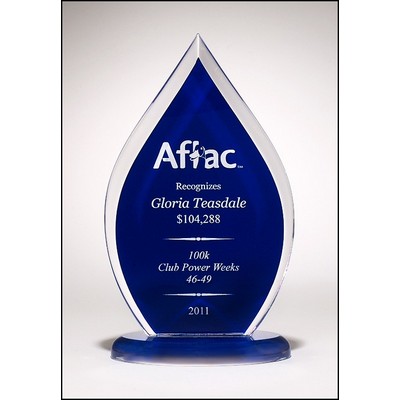 Flame Series Clear Acrylic Award w/Blue Silk Screened Back (4.5"x 7.75")