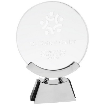 7 3/4" Round Voyager Glass with Silver/Black Base