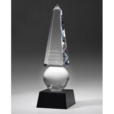Monumental Obelisk Crystal Award, 9"H