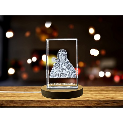 St. Kateri Tekakwitha Recognition 3D Engraved Crystal Trophy | First Native American Saint Award