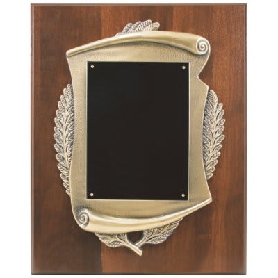 Genuine Walnut Plaque w/ Scroll Frame & Plate