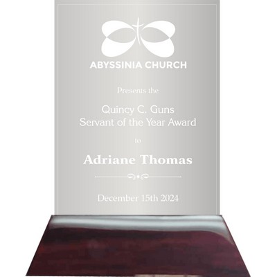 5" x 7" Clear Acrylic in Piano Finish Rosewood Base