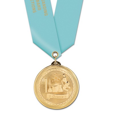 Science Brite Laser Medal w/Satin Neck Ribbon (2")