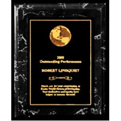 Black Marble finish Plaque with Engraved Metal Panel - 8" x 10"