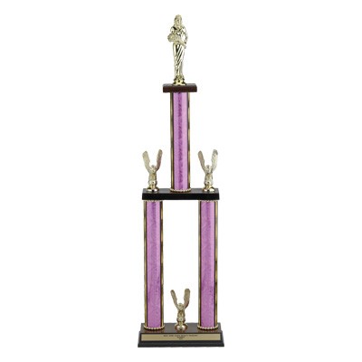 26" Pink Moonbeam 3-Column Trophy w/Eagle Trim & Takes Figure