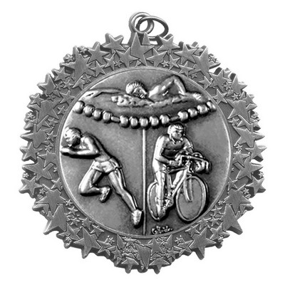 Stock Star Border 2 3/4" Medal- Triathlon