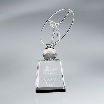 Orbital Metal Golfer on Clear Crystal Base (5"x12")