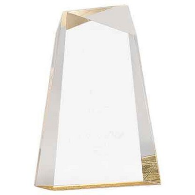 Gold Acrylic Facet Wedge Award, 8"H
