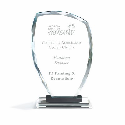 Slant Top Glass Award with Black Riser (6"x9 1/2")