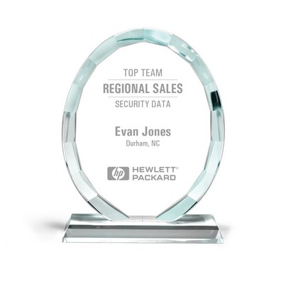 Faceted Edge Full Oval Crystal Award (5 3/4"x7 1/4")