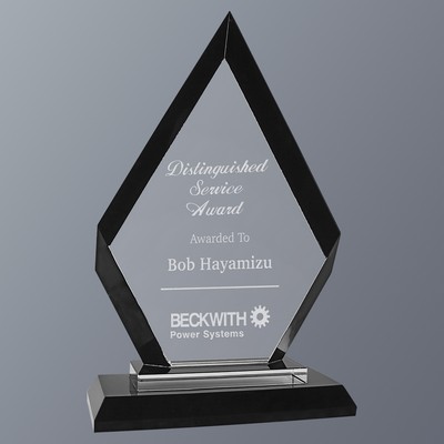 Regal Diamond Glass Award with Black Edges and Base, Large (5-1/2"x 9-1/2"H)