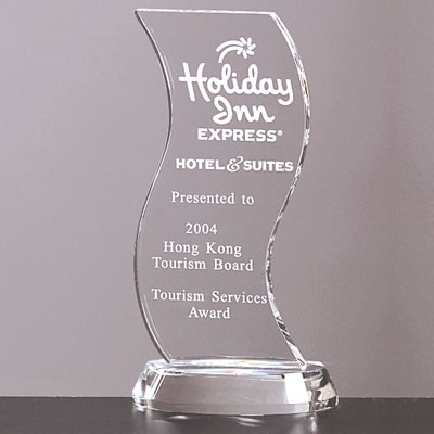 8 ½" Optical Cut Crystal Wave Shaped Award