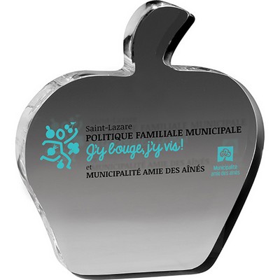 Clear Apple Paper Weight (4 1/8"x 4 5/8" 3/4") Screen-Printed