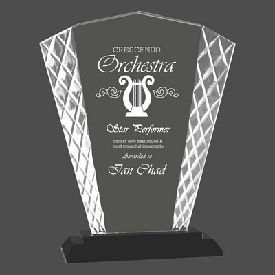 Fan Accent Glass Award on Black Base (8")