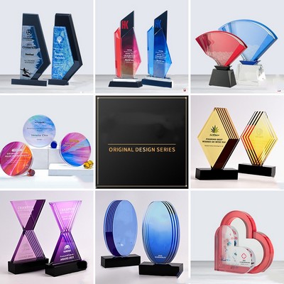 Colorful Accent Crystal Recognition Award
