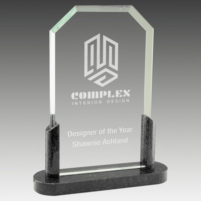 Clipped Corners Glass with Marble Base