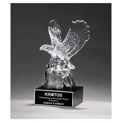 Beatiful Carved Crystal Eagle on a Crystal Base