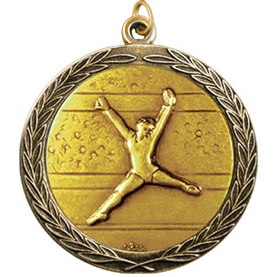 Stock Medal w/ Round Edge & Wreath (Gymnastics Female) 2 1/2"